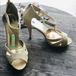 Gold Jessica high heels